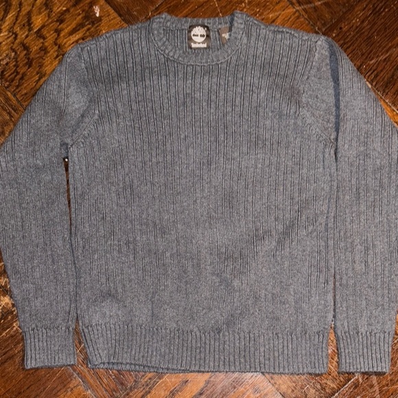 Timberland Gray Crewneck Sweater with Ribbed Knit - Picture 1 of 7